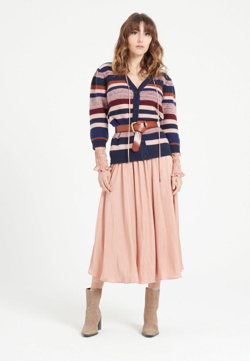 Studio Cashmere8  MIA 11 Cardigan a righe 6ct. con scollo a V - 100% cashmere 