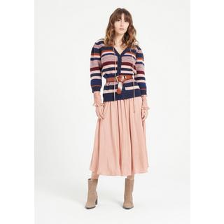 Studio Cashmere8  MIA 11 Cardigan a righe 6ct. con scollo a V - 100% cashmere 