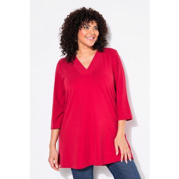 Longshirt, A-Linie, V-Ausschnitt, 3/4-Arm