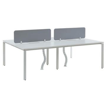 Schreibtisch Bench-Tisch für 4 Personen + Trennwand - L. 120 cm - Weiß - DOWNTOWN
