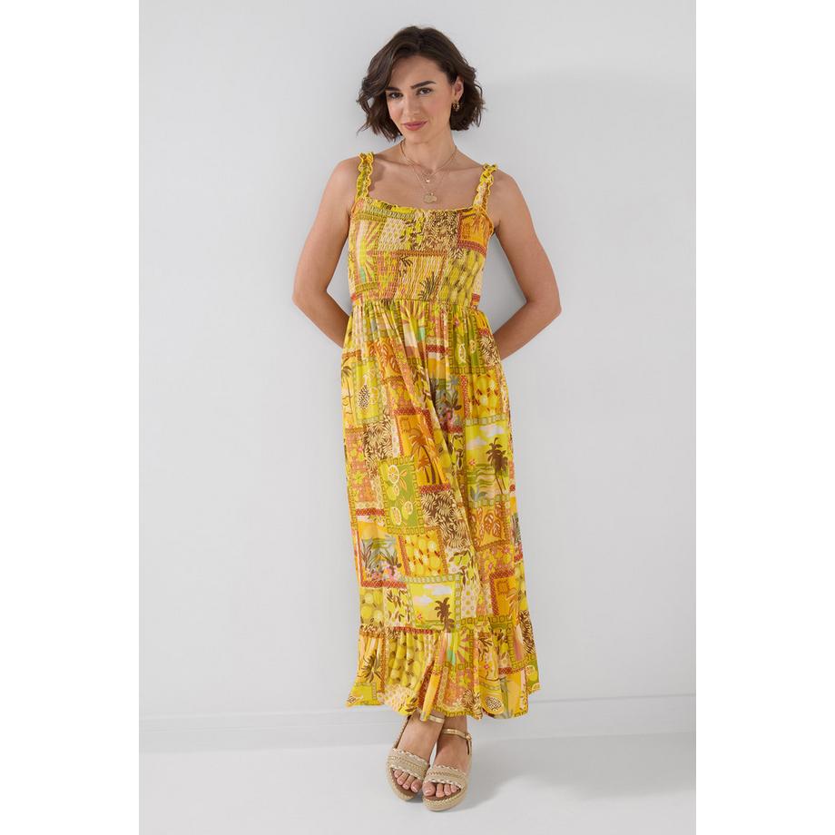 Joe Browns Jersey-Maxikleid mit gesmoktem Oberteil  