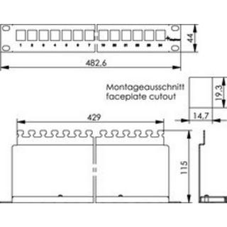 Telegärtner  Panneau de brassage 19“ 1 UH inclus 24 coupleurs blindés AMJ S Cat.6A T568A 