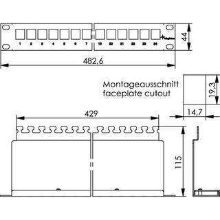 Telegärtner  Panneau de brassage 19“ 1 UH inclus 24 coupleurs blindés AMJ S Cat.6A T568A 