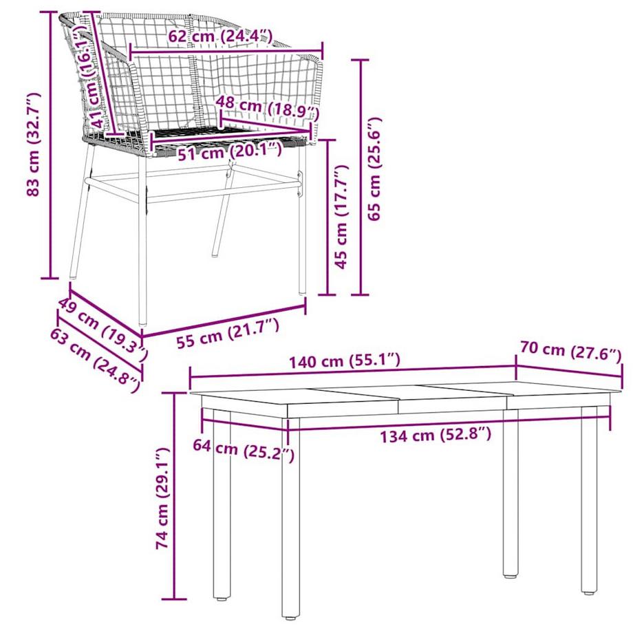 VidaXL Garten essgruppe rattan  