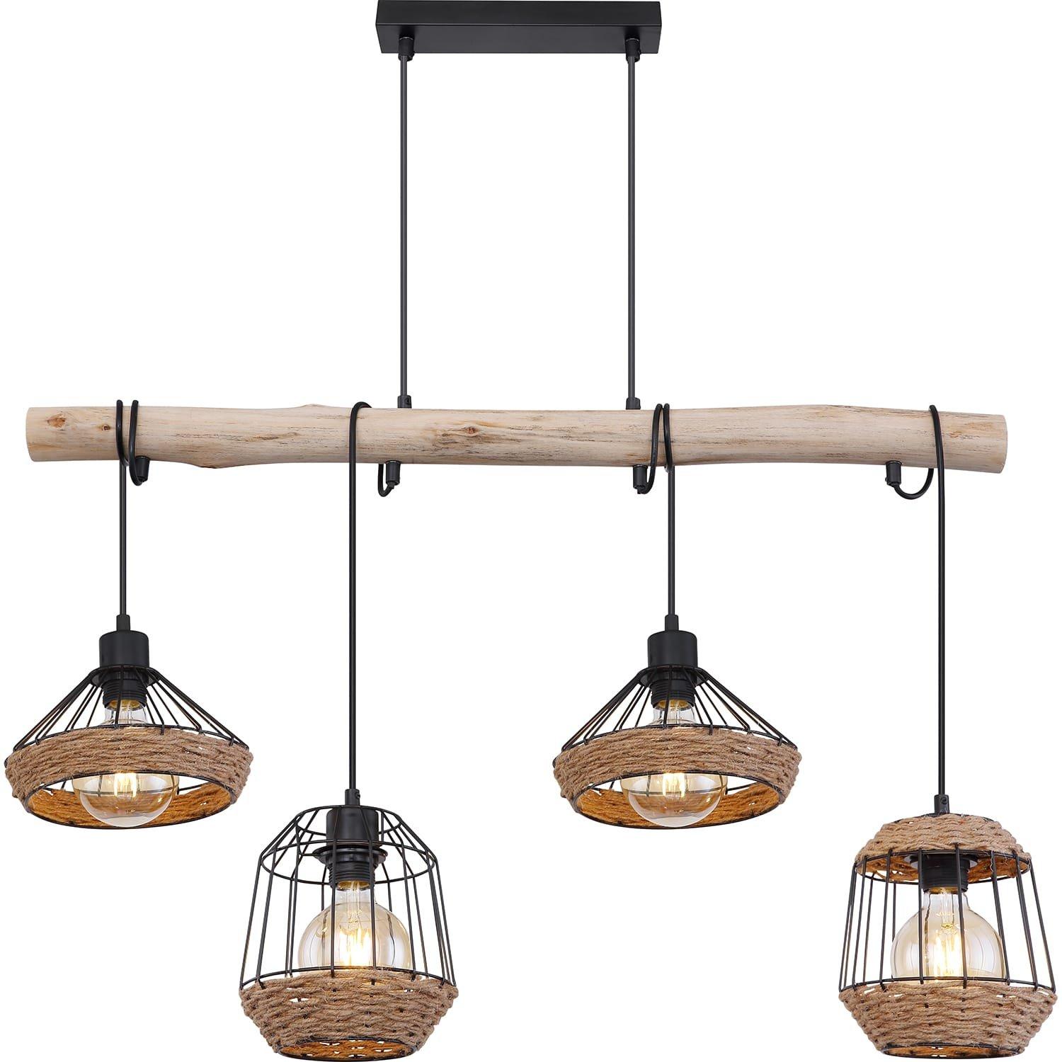 mutoni Lampe à suspension Surri métal noir mat 4xE27  