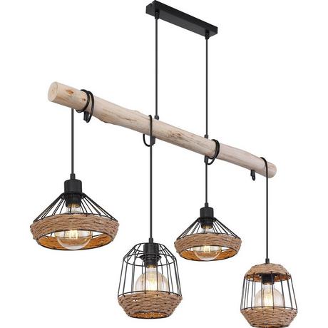 mutoni Lampe à suspension Surri métal noir mat 4xE27  