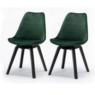 mutoni Chaise de salle à manger velours vert sapin (lot de 2)  