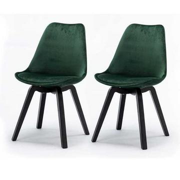 Chaise de salle à manger velours vert sapin (lot de 2)