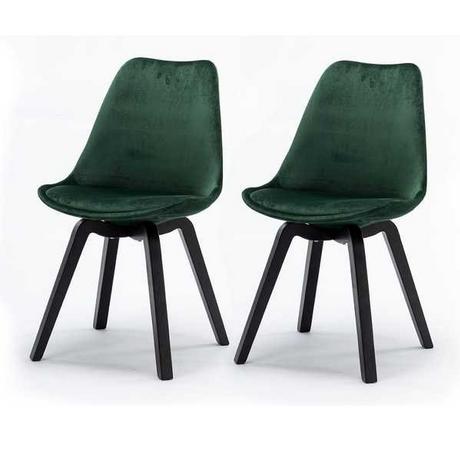 mutoni Chaise de salle à manger velours vert sapin (lot de 2)  