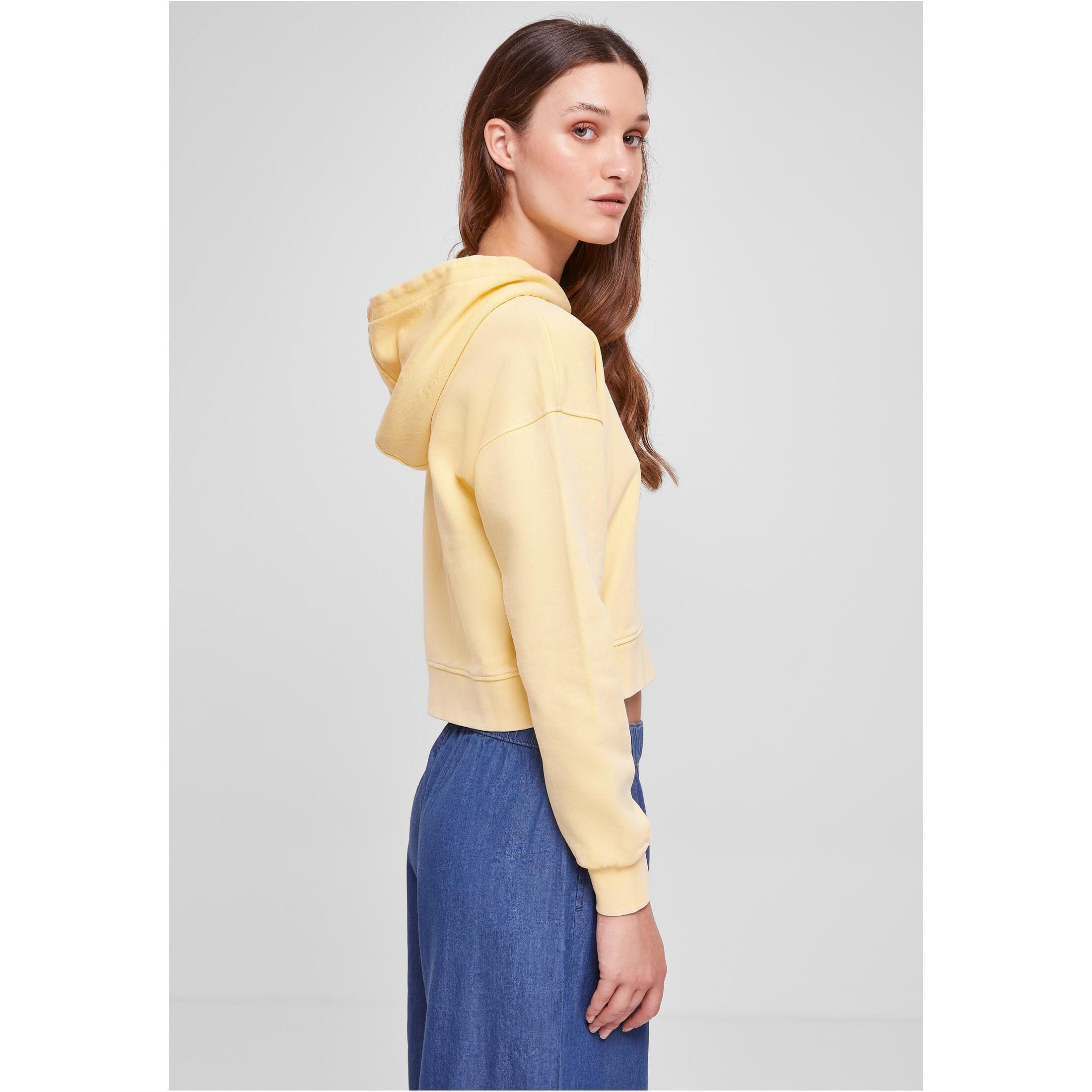 URBAN CLASSICS Court Frottee Cropped Hoodie mit Blumenstickerei  