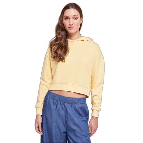 URBAN CLASSICS Court Frottee Cropped Hoodie mit Blumenstickerei  