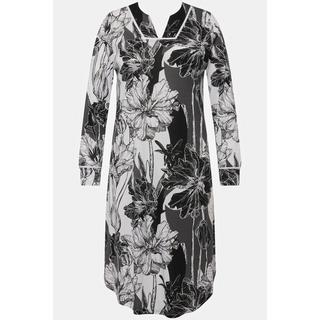 Ulla Popken  Chemise de nuit à fleurs, col tunisien et manches longues 