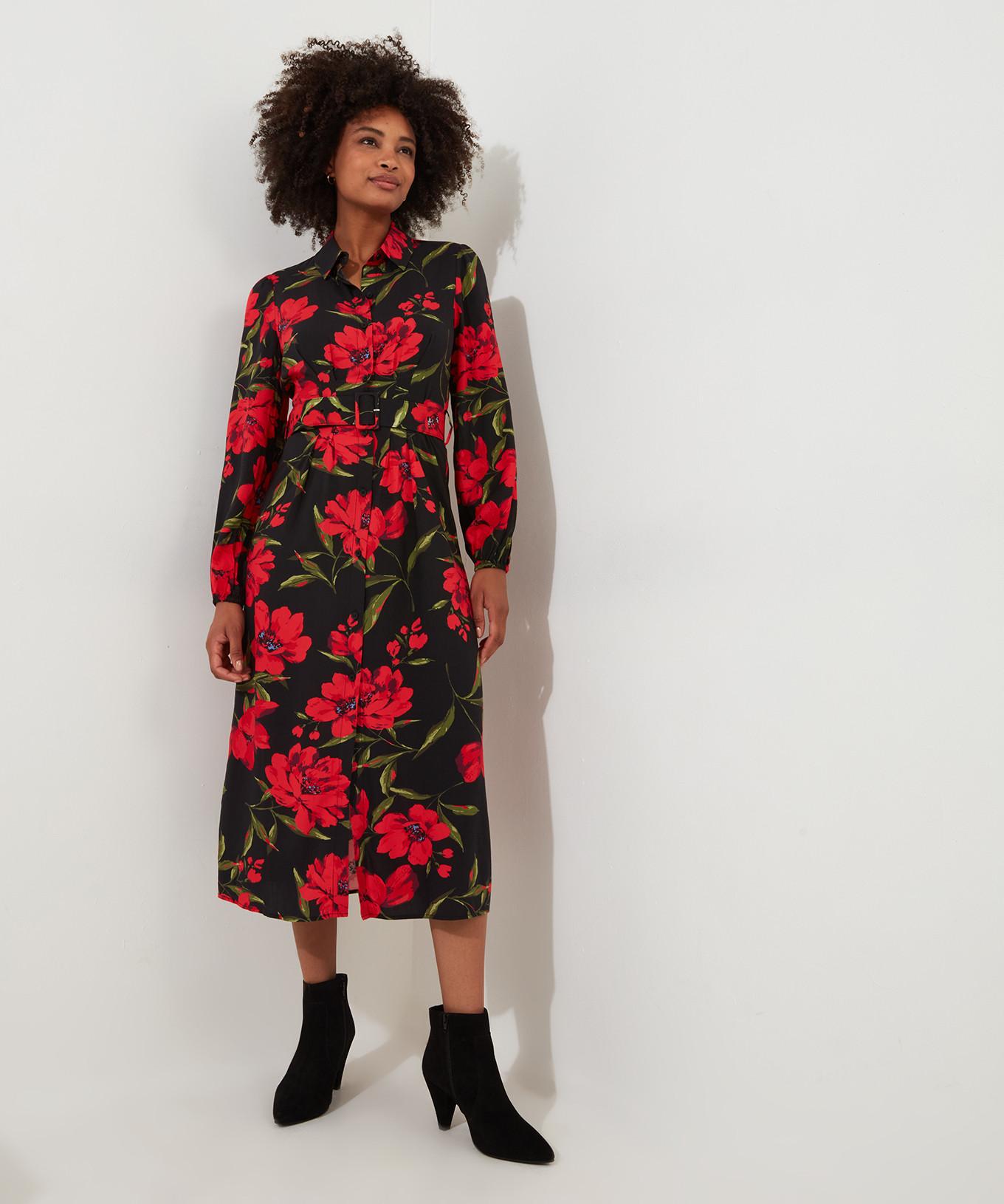 Joe Browns  Robe Chemisier Midi Imprimé Roses 