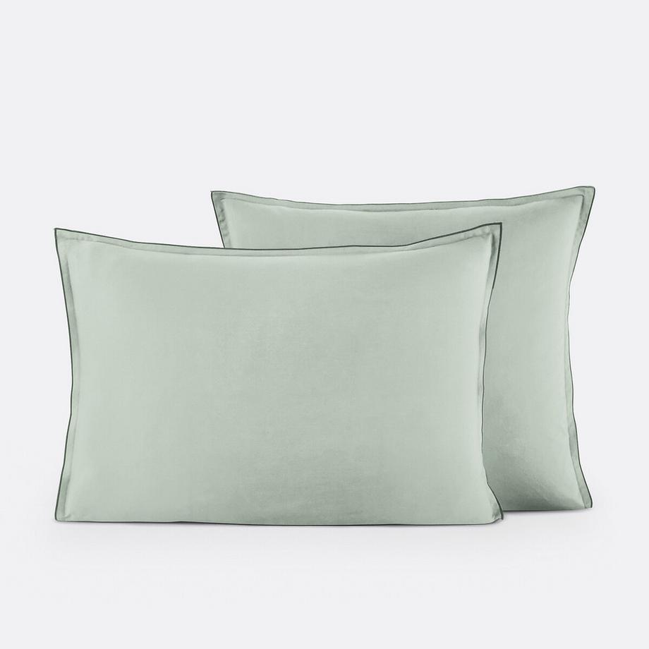 Taie d'oreiller satin de coton lavé