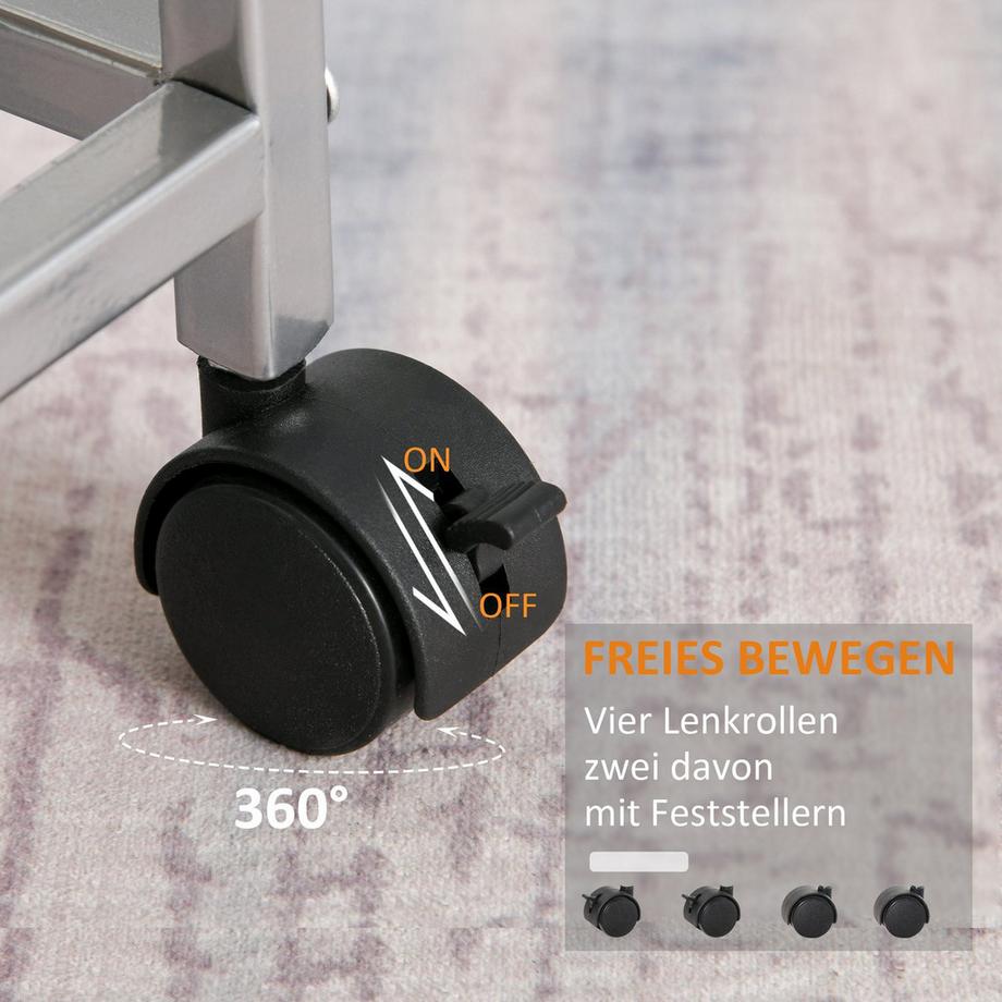 Northio Carrello di servizio carrello da cucina con cestelli in metallo 36,5 x 36,5 x 89 cm carrello da cucina carrello laterale argento per cucina e sala da pranzo  