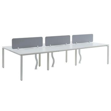 Schreibtisch Bench - Tisch für 6 Personen + Trennwand - L 120 cm - Weiß - DOWNTOWN