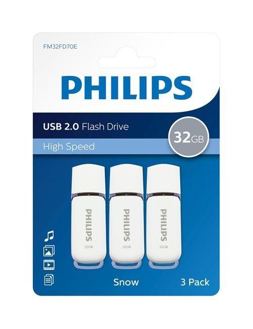 Image of PHILIPS FM32FD70E/00 Snow Edition 2.0 32 GB Weià? und Grau Packung mit 3 USB-Sticks - 32 GB