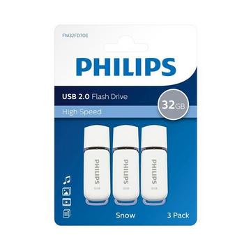 FM32FD70E/00 Snow Edition 2.0 32 GB WeiàŸ und Grau Packung mit 3 USB-Sticks