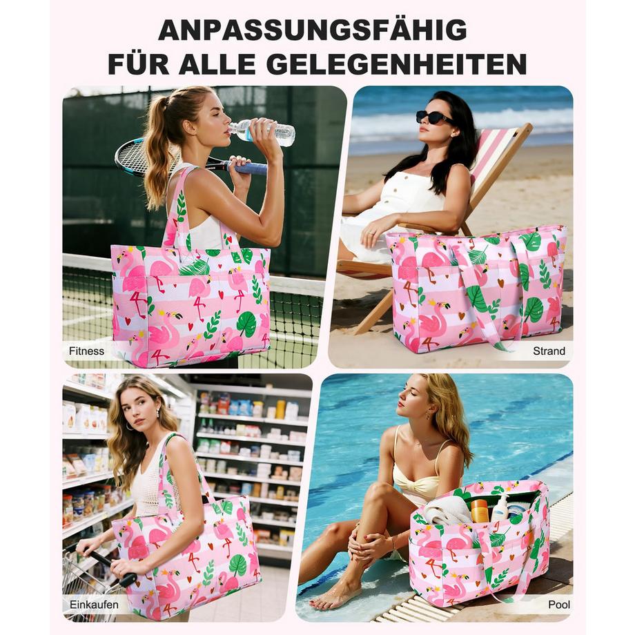 Only-bags.store Grand Sac de Plage avec Fermeture Éclair Imperméable Résistant au Sable Sac à Bandoulière  
