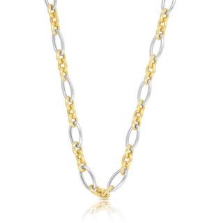 MUAU Schmuck  Collier fantaisie bicolore or jaune/or blanc 750, 6,5mm, 42cm 