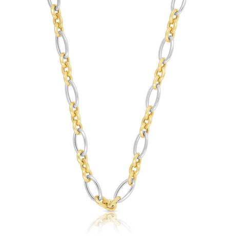 MUAU Schmuck  Collier fantaisie bicolore or jaune/or blanc 750, 6,5mm, 42cm 