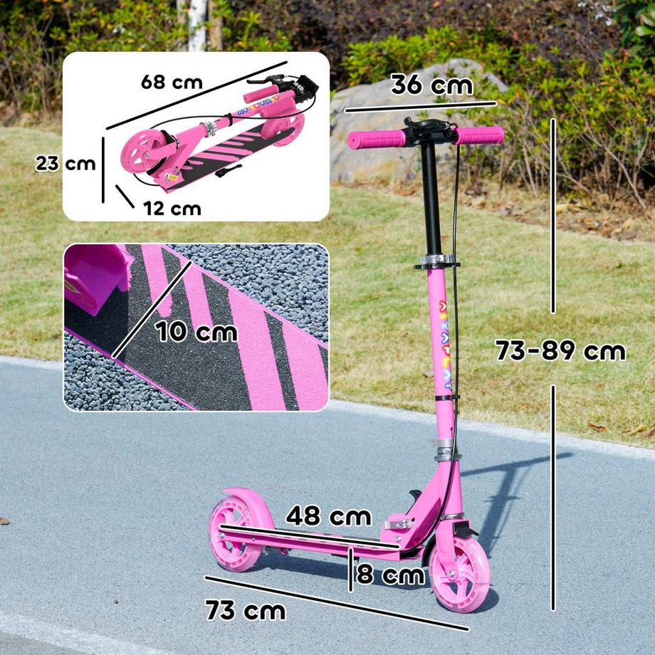 Northio  Roller Kinder Klappbar Kinderroller mit Verstellbarer Lenkerhöhe, 2 Leuchtenden Räder, Handbremse & Hinterradbremse Tretroller Scooter für 3-8 Jahre Kinder Rosa Aosom 