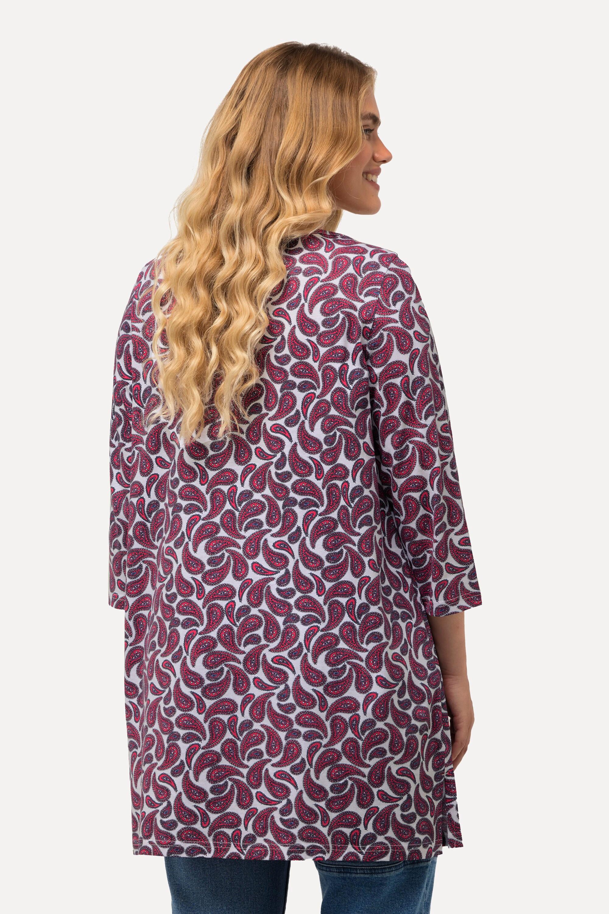 Ulla Popken  Shirt, Paisleymuster, Carree-Ausschnitt, 3/4-Arm 