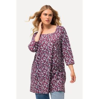 Ulla Popken  Maglia con Paisley, scollo rettangolare e maniche a 3/4 