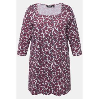 Ulla Popken  Shirt, Paisleymuster, Carree-Ausschnitt, 3/4-Arm 