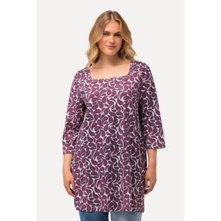 Ulla Popken  Shirt, Paisleymuster, Carree-Ausschnitt, 3/4-Arm 