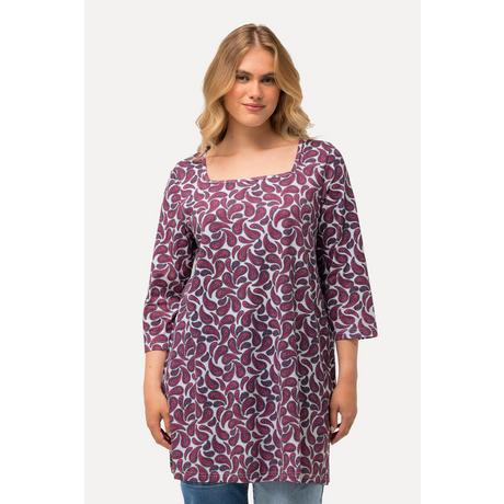 Ulla Popken  Shirt, Paisleymuster, Carree-Ausschnitt, 3/4-Arm 