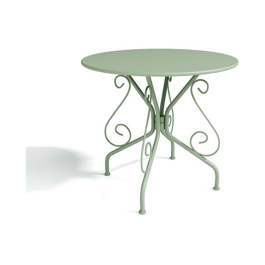 Vente-unique Garten-Essgruppe: Tisch + 4 stapelbare Sessel - Metall in Eisenoptik - Grün - GUERMANTES von MYLIA  