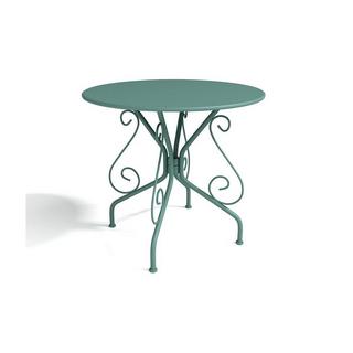 Vente-unique Garten-Essgruppe: Tisch + 4 stapelbare Sessel - Metall in Eisenoptik - Grün - GUERMANTES von MYLIA  