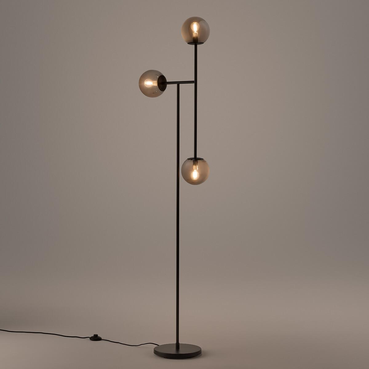 La Redoute Intérieurs Lampadaire métal acier et verre fumé  