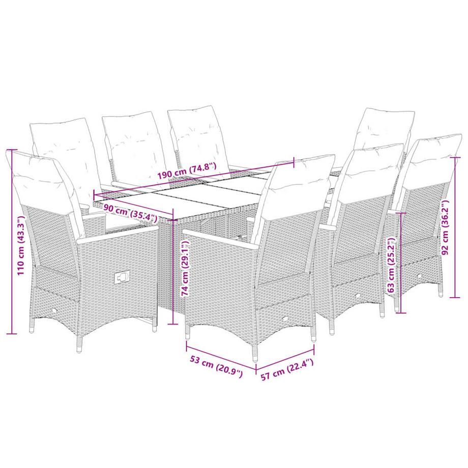 VidaXL Garten essgruppe poly-rattan  