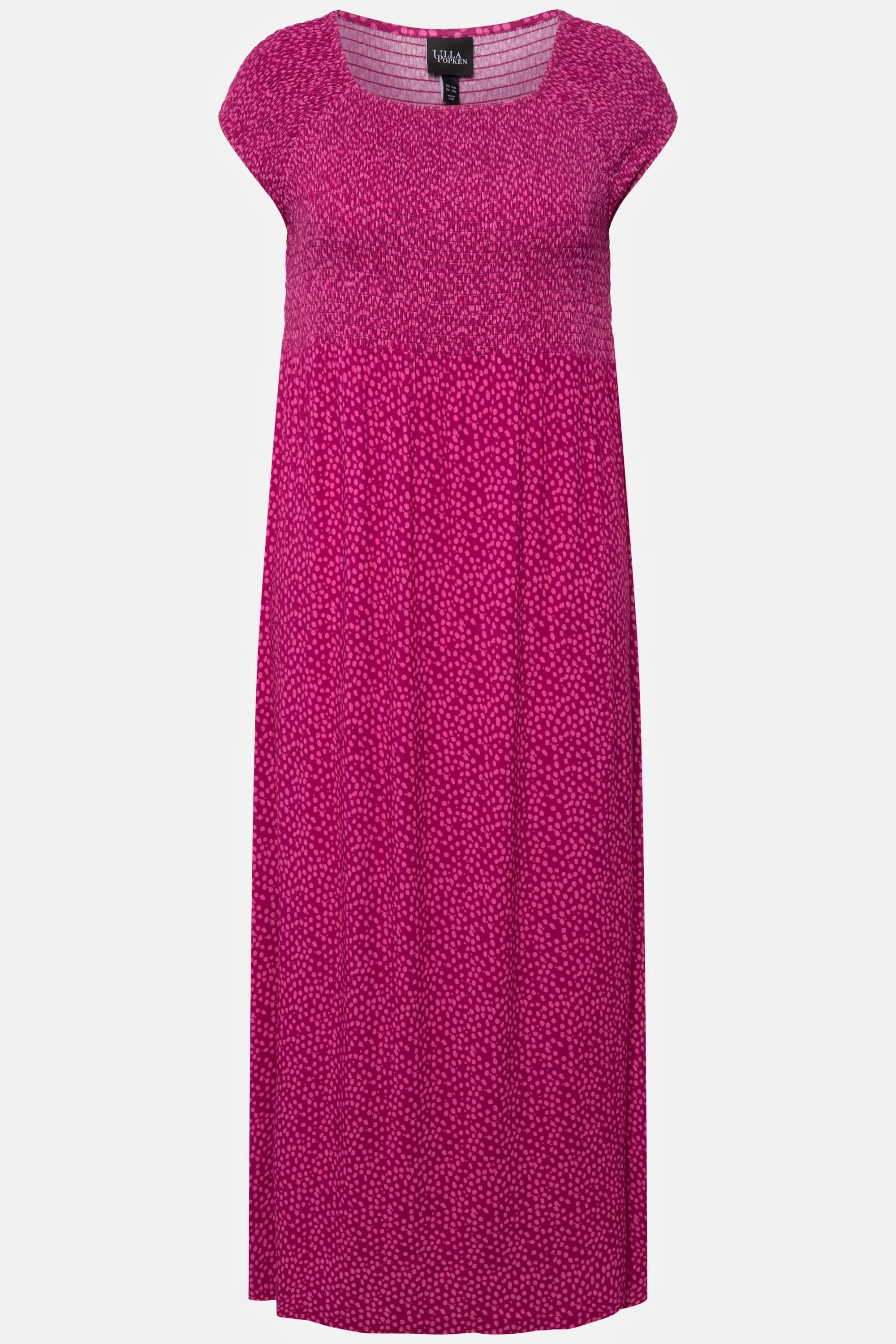 Ulla Popken  Smockkleid, A-Linie, Carree-Ausschnitt, Halbarm 