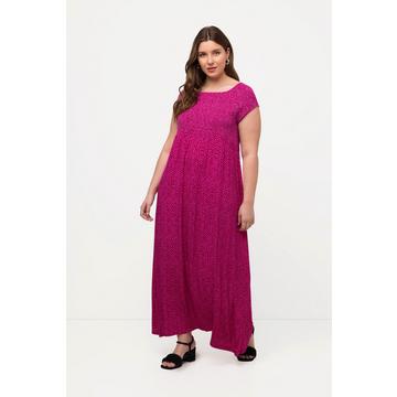 Robe smockée, ligne en A, décolleté carré, manches courtes