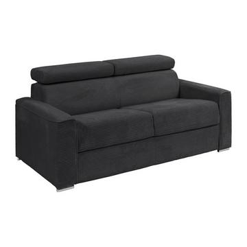 Schlafsofa mit Matratze 3-Sitzer - Liegefläche mit Lattenrost mit breiten Latten 140 cm - Matratze 22 cm - Cord - Grau - VIZIR