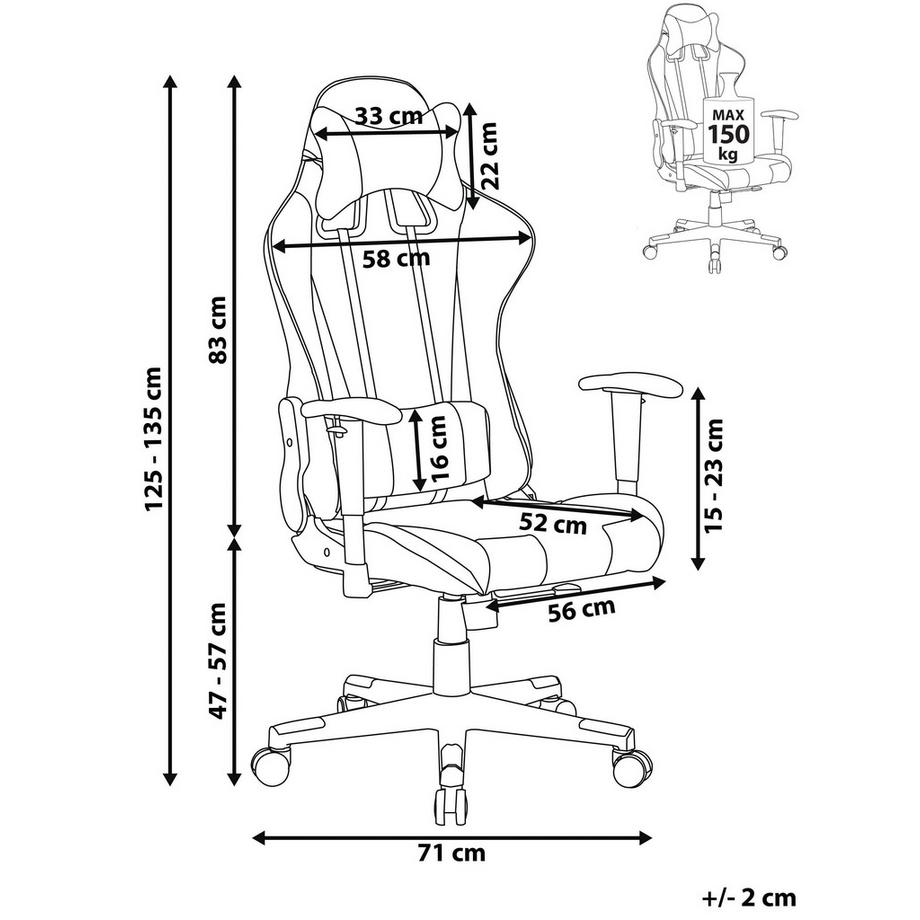 Beliani Chaise de bureau en Cuir PU Rétro GAMER  