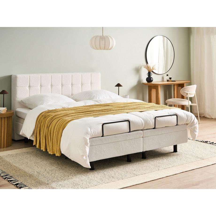 Beliani Lit réglable en Bouclé Scandinave DUKE  