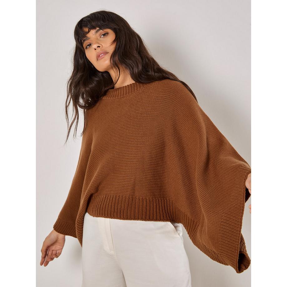 Cape-Pullover mit Stehkragen