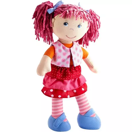 Haba poupée peluche Nick bleu/rouge 30 cm