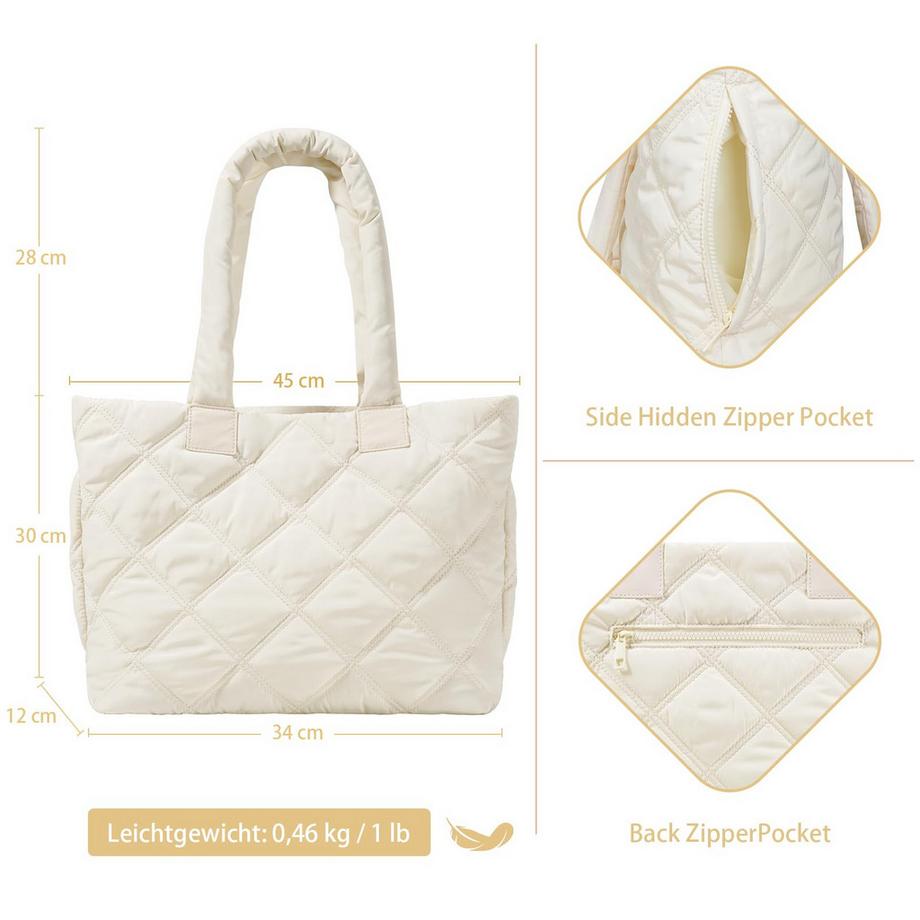 Only-bags.store Gepolsterte Shopper Tasche mit Laptopfach und Seitentasche für Trinkflasche  