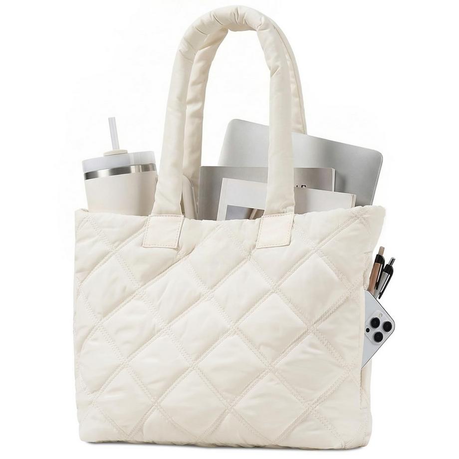 Shopper-Puffertasche, Einkaufstasche Umhängetasche mit vielen Fächern für Arbeit, Uni, Reisen & Freizeit