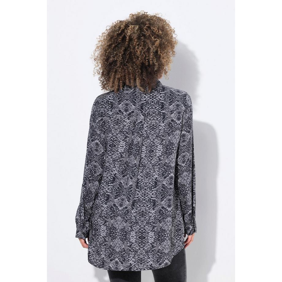 Ulla Popken Camicia Stampa Pitonata Collo Camicia Maniche Lunghe  