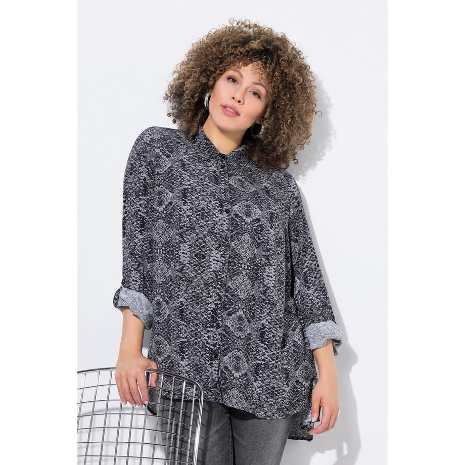 Ulla Popken Camicia Stampa Pitonata Collo Camicia Maniche Lunghe  