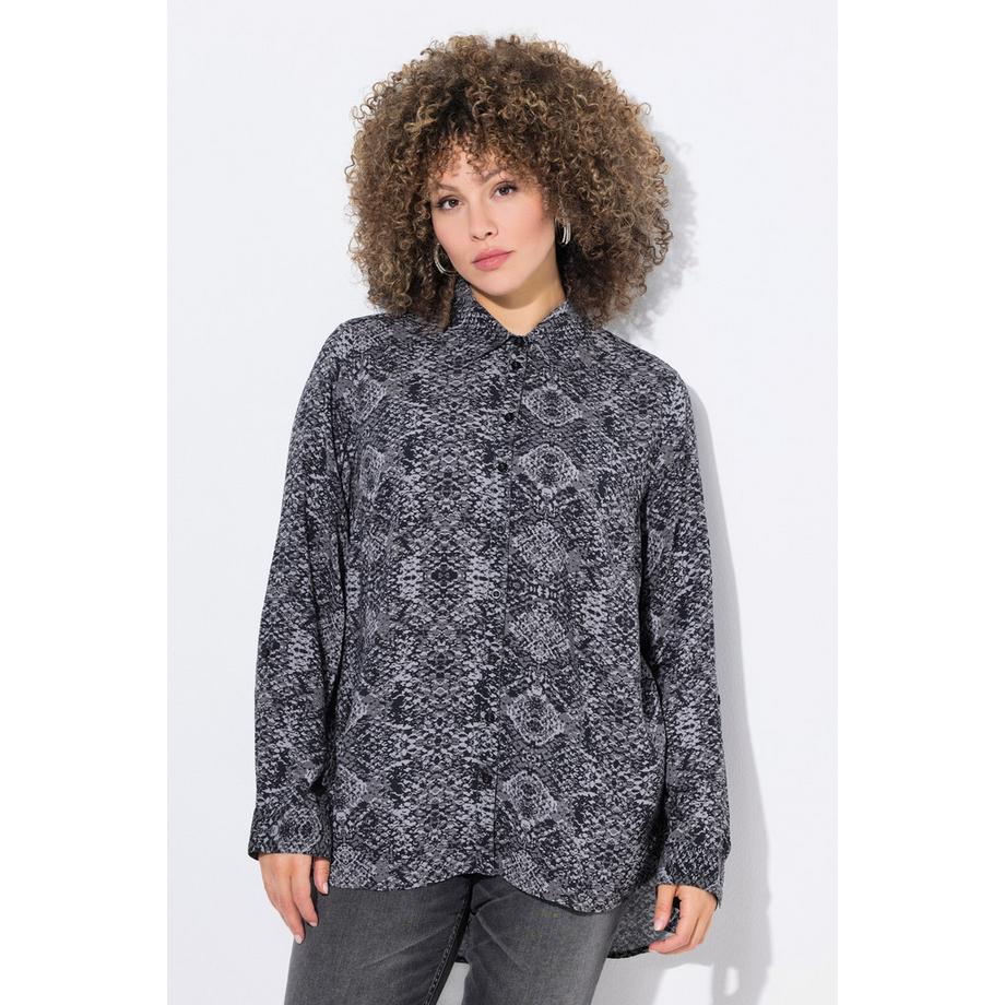 Ulla Popken Camicia Stampa Pitonata Collo Camicia Maniche Lunghe  