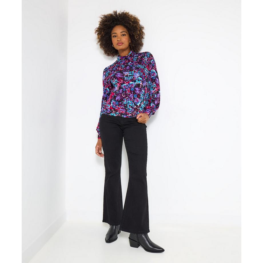 Joe Browns Lebhafter Blumenprint Jersey Top mit Stehkragen  
