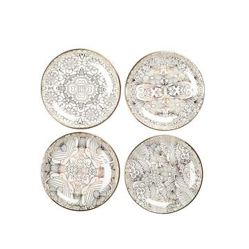 COUPELLES BLANCHES DESIGN ABSTRAIT - LOT DE 4