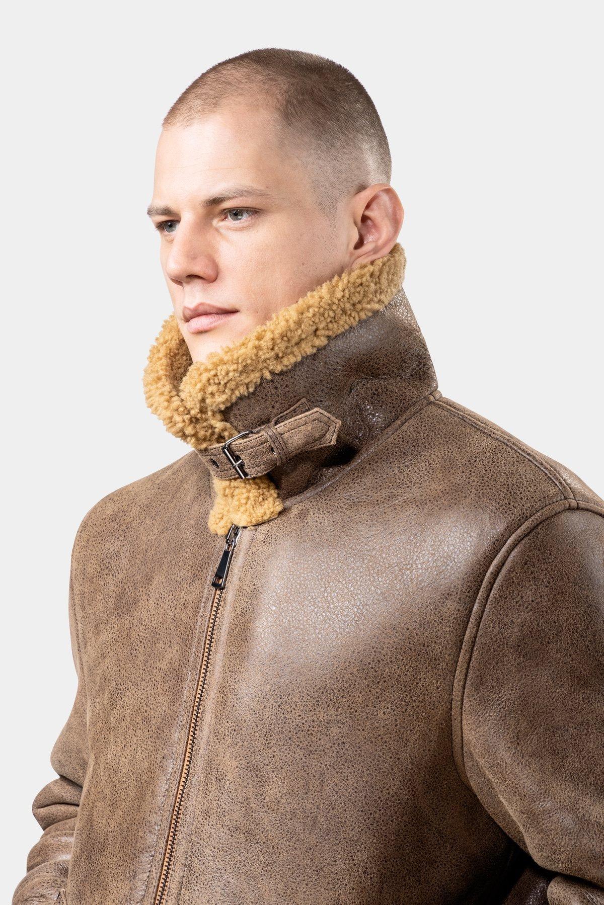 GÖTTIG.  Blouson en cuir Shearling Aviator B3 - Marron 